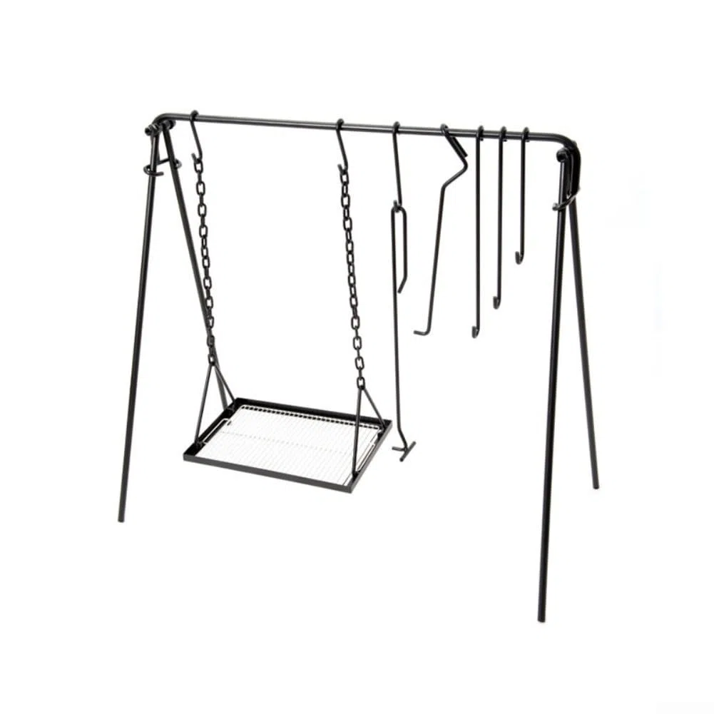 Trípode Barbacoa Hierro Negro Ajustable Camping