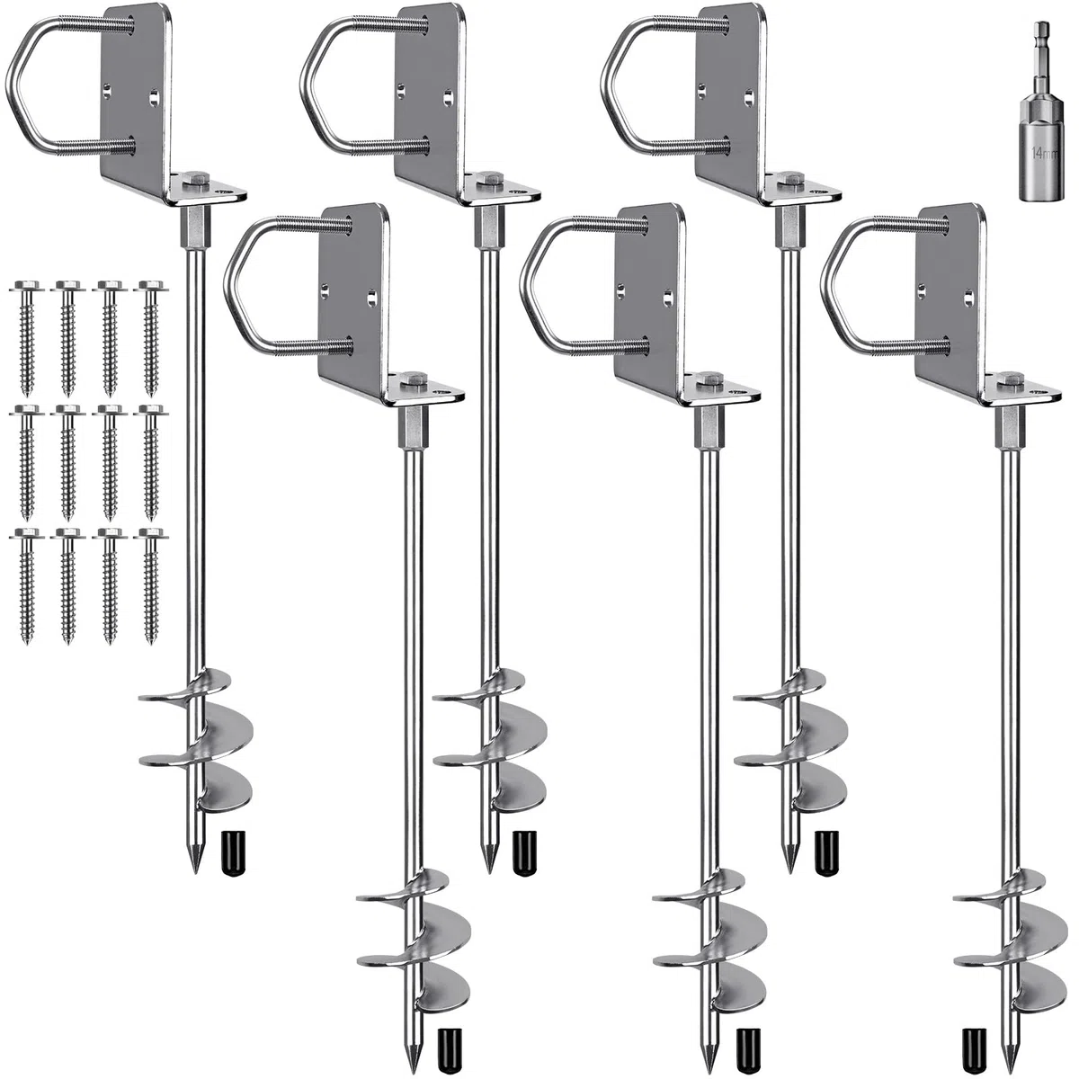 Insaga Piqueta para Tienda de campaña, Anclaje de Suelo Resistente de 81 cm, Gran estaca de Metal para Arena, Hoja en Espiral, Tornillo en trampolín para Kit de Columpio, Camping, cobertizo, Perro