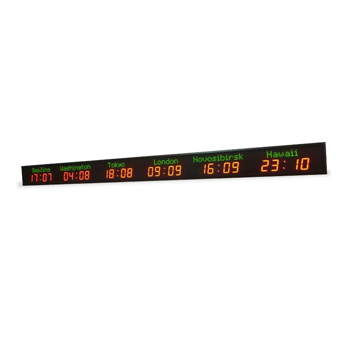 Gym Timer, Reloj de pared LED (Reloj de hora mundial de 6 ciudades) Hora de ciudad diferente Reloj mundial LED digital Hora múltiple